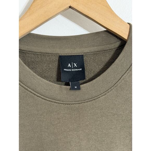 AX Armani Exchange Milan NY Logo Mens Olive Green Crew Neck Sweatshirt Medium - Picture 2 of 3